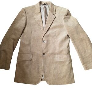 Claiborne Mens Tan Corduroy Sport Coat Blazer 40R Single Breasted